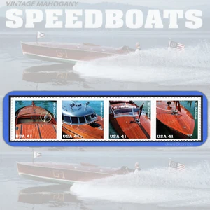2007 VINTAGE MAHOGANY SPEEDBOATS Strip of 4 MINT Stamps random order # 4160-63 - Picture 1 of 2