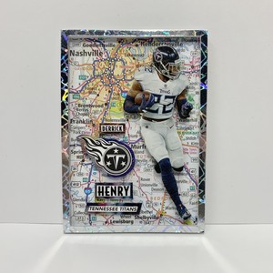 Custom 1/1 Derrick Henry Tennessee Titans Football Map Art Card runaway train