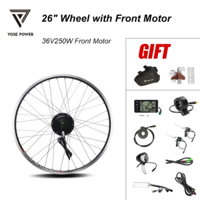 36V 250W 26" Wheel with Front Motor Electric Bicycle Ebike Conversion Kit Black - Image 1 of 4