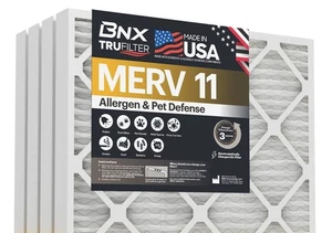 MERV 11 AIR FILTERS - 20X20X2 - 4-PACK BY BNX TRUFILTER - Picture 1 of 6