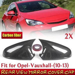 Carbon Black Door Side Rearview Mirror Cover For Vauxhall Astra J 2010-2013 US * - Foto 1 di 8