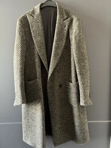 Lardini Wollmantel Zweireiher Fischgrät Oliv-beige - Bild 1 von 6