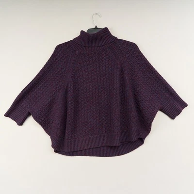 Lou & Grey Poncho Sweater Women’s M/L Burgundy Navy Knit Turtleneck - Image 1 of 4