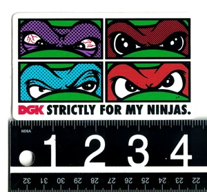 DGK Strictly For My Ninjas Sticker 4.25 in x 2.5 in Ninja Turtles Skate Decal
