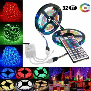 12V 10M 2835 SMD RGB Flexible LED Light Strip 600LEDs+44 Key Remote Controller - Picture 1 of 8