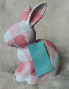 Martha Stewart Pastel Checked Pink White Easter Bunny Figurine  Decor  - Picture 1 of 11