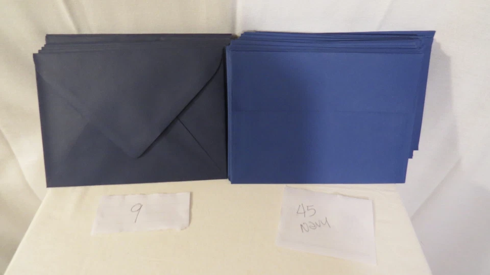 45 Navy Blue & 9 Dark Blue Invitation Elegant Envelopes Euro V- Flaps 7x5.5 Inch - Image 1 of 1
