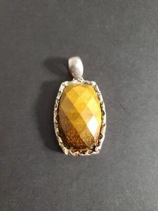 QVC Whitney Kelly Sterling Silver 925 Faceted Tigers Eye Pendant - Picture 1 of 12