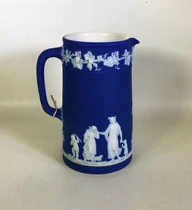 Circa 1900 Wedgwood Cobalt Blue Jasperware Pitcher - Picture 1 of 6