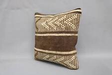 14"x14" Brown Cushion Cover, Handmade Kilim Cushion, Throw Kilim Pillow