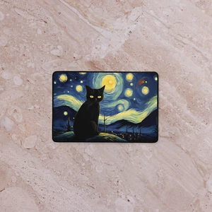 Tapis de souris de nuit étoilée chat noir tapis de bureau - Photo 1/1
