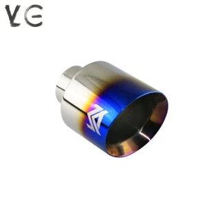 1x Blue Universal 2.5'' inlet 5'' outlet Exhaust End Tips Muffler Tips 2.5inch - Picture 1 of 4
