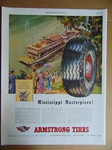 1946 ARMSTRONG TIRES Mississippi River Boat vintage art print ad  - Picture 1 of 1