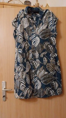 Damen Trägerkleid Canda  Marinenblau Blätter Muster Größe 40 - Bild 1 von 4