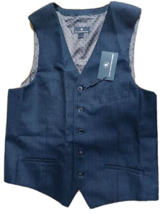 HART SCHAFFNER MARX MENS Plaid Suit VEST Navy size Medium - Picture 1 of 2