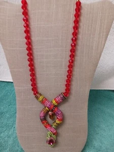 Halskette Schlange Serfant Perlen orange Kristall funkelnd Neu ohne Etikett - Bild 1 von 8