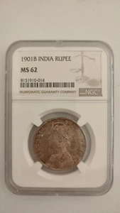 1901 British India Rupee NGC MS62 - Picture 1 of 2