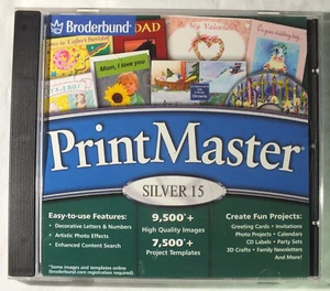 Brøderbund Print Master Silver Version 15 Complete PC CD-ROM Software - Picture 1 of 3