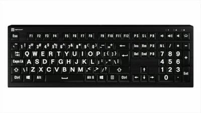 LargePrint White on Black ASTRA 2 Backlit Keyboard for PC - UK English - Image 1 of 4