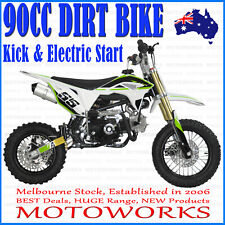 90cc Dirt Trail PIT Bike Motor 2 wheels Electric Start Semi Auto Junior Bike gre