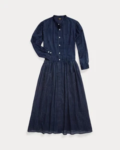 RRL Ralph Lauren Indigo Cotton Voile ShirtDress Womens Medium (Size 10) Dress - Picture 1 of 11