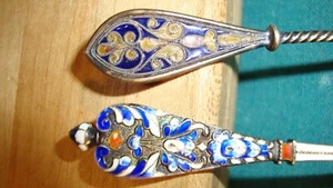 Antike seltene Löffel Emaille 0,900 Sterling Silber MESCICO Souvenir Löffel 2 - Bild 1 von 7
