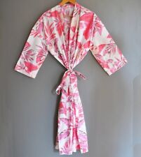 Indien Rose Imprimé Feuille Kimono Robe Nuit Maxi Coton Vêtements de Plage US