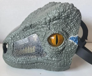 Jurassic World 2017 Mattel Chomp 'n Roar Mask Velociraptor Blue Mask Sound Works - Picture 1 of 11