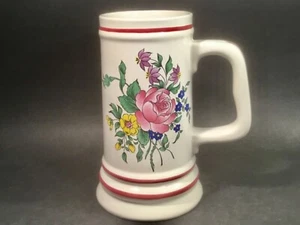 French Faience Floral Beer Choppe Tankard - Picture 1 of 7