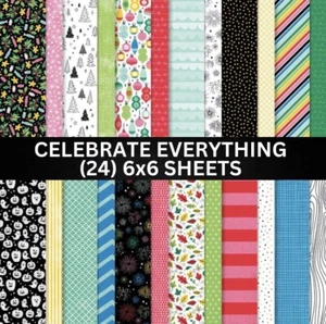 Papel de la serie de diseñador Stampin Up CELEBRATE EVERYTHING - Cortado en (24) 6x6 Shts - Imagen 1 de 1