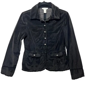 White House Black Market Velvet Jacket Military Style Blazer Sz 4 Missing Button - Picture 1 of 6