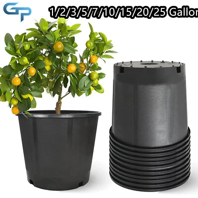 Garden Plant Nutrition Pots Plastic 1/2/3/5/7/10/15/20/25 Gallon Nursery Pots - Image 1 of 4