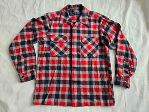 Camisa Pendleton Vintage Años 60 Lana Tablero Roja Escocesa Solapa Bolsillo Lazo EE. UU. Para Hombres Med - Imagen 1 de 16