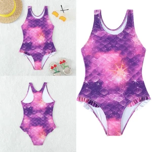 Girl Jumpsuit One-piece Bodysuit Ruffle Swimwear Fish Scale Cosplay Beachwear - Picture 1 of 11