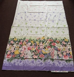 Adorable” flower fairy “glitter Border fabric(1.1/2 Yards/44’ Wider ) - Picture 1 of 7