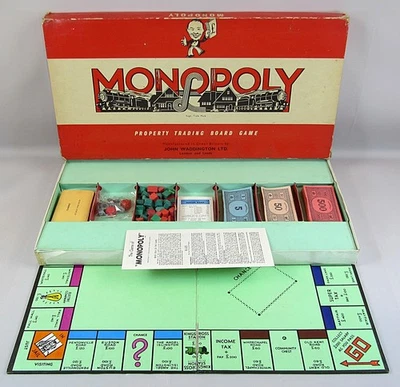 Vintage Monopoly Board Game Original Classic 1960's Parker Bros Waddingtons - Image 1 of 4