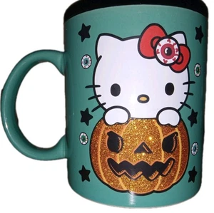 Sanrio Hello Kitty Halloween Glitzer Kürbis Augapfel Schleife Grün Becher 2022 20 Oz. - Bild 1 von 4