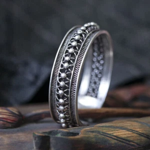3 PIEZAS BRAZALETE ÉTNICO TRIBAL MIAO HMONG HECHO A MANO/JB301 - Imagen 1 de 5