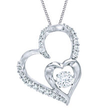 White Sapphire Sterling Silver Tilted Heart Pendant Necklace Valentine Gifts
