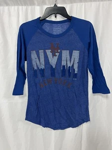 New York Mets Baseball Quarter Sleeve Shirt Blue Super Soft Womens Size Small - Bild 1 von 4