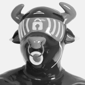 FURRJOI Silicone BDSM White Cow Drone Mask Hood Headgear Cosplay Party Costume - Picture 1 of 6