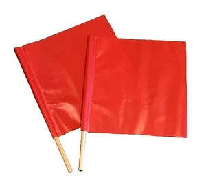 2 Safety Flag 18" Vinyl w/ 24" Dowel Orange Caution Warn Traffic Kids Play Flags - Picture 1 of 6