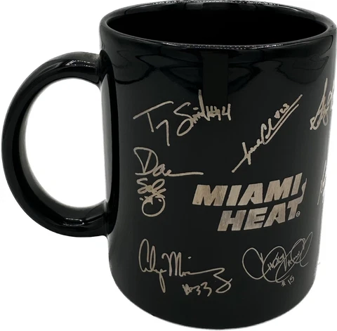 Vintage NBA Miami Heat 1995-96 Coffee Mug Autographs Absolut Vodka Promo Gold Cover