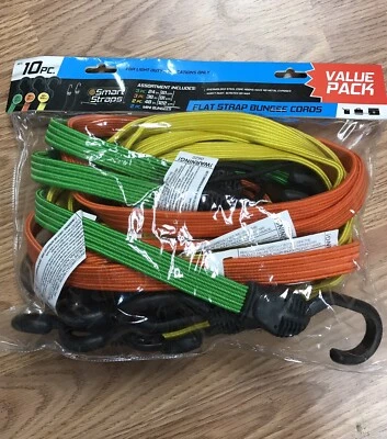 10 Piece Flat Strap Bungee Cord Value Pack - Image 1 of 2