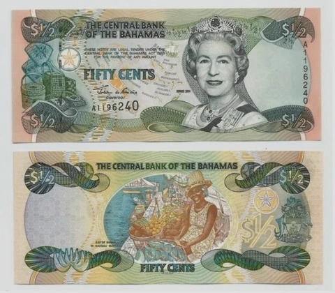 🔥100x Queen Elizabeth II Banknote Bahamas 1/2 Dollar Currency Money Memorabilia Cover