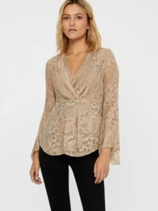 Venetia Jeans Baby doll sheer lace Vintage bell sleeve Old Money sz 14/16 blouse - Picture 1 of 10