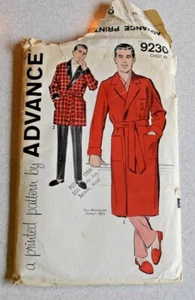Advance Pattern #9230 Men Wrap Robe Size Large 42 Notch Collar Tie Belt - Picture 1 of 7