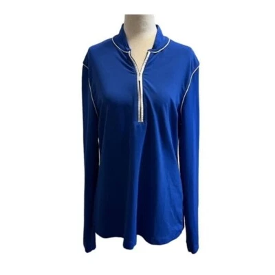 Cutter & Buck 女式蓝色 L 1/4 拉链套衫吸湿排汗长袖上衣 — 第 1/4 张图片