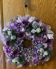 Handmade Holiday/Winter Wreath Purple, Silver & White 18" diameter