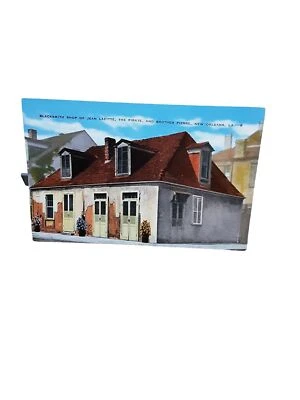 Vintage c 1930s Blacksmith Shop Lafitte New Orleans Linen Postcard - Image 1 of 2